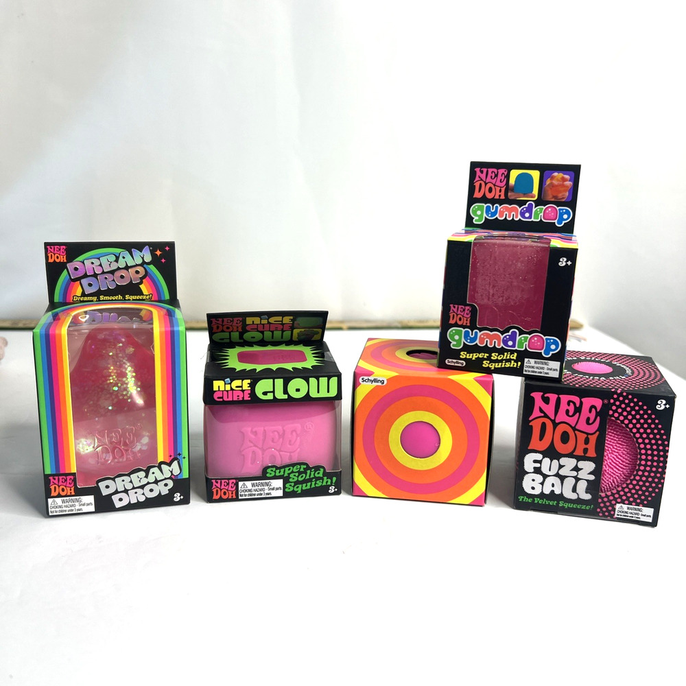 Authentic NeeDoh Bundle Nice Cube Glow Dream Drop Fuzz Ball Gumdrop Color Change